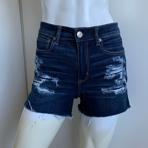 American Eagle Hi Rise Shortie DESTROYED size 8 jean shorts - Picture 6 of 6